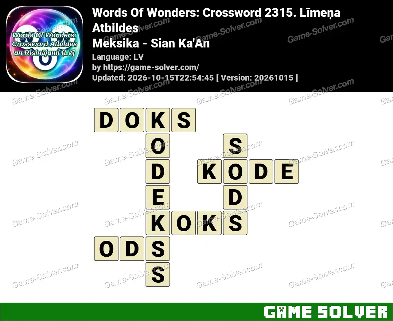 Words Of Wonders: Crossword 2315. Līmeņa Atbildes – Meksika – Sian Ka’An